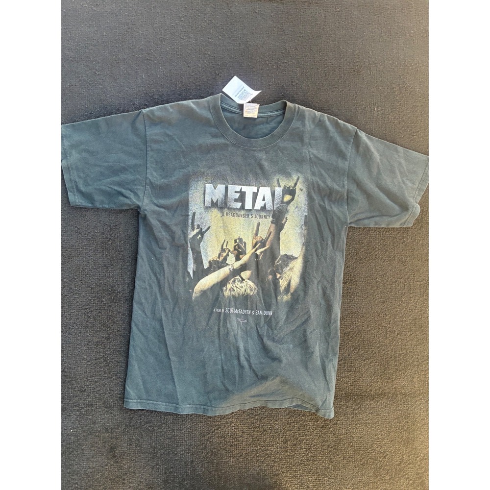 Metal A Headbangers Journey Movie Promo T-Shirt Faded Black Graphic Tee Mens M